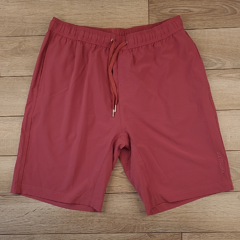 BAMBOO AVE Solid Dark Pink Large‎ Mens Athletic Performance Workout Shorts